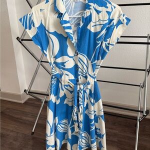 Blue and White Floral Women Dress